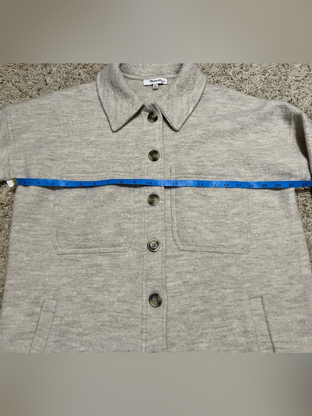 Madewell (Re)sponsible Boiled Wool Sweater Jacket in Heathered Stone XS - Picture 4 of 8